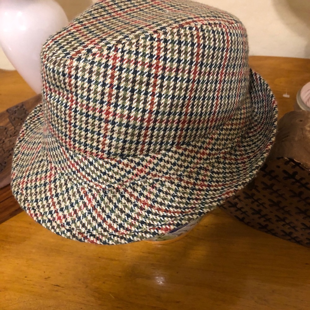 Tan Fedora with Plaid Tweed Trim